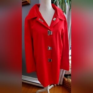 MICHAEL Michael Kors Vibrant Red Trench Coat with Metallic Details